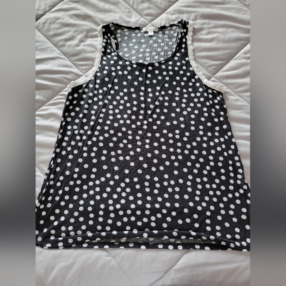 Black with white polka dots tank top